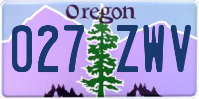 OR license plate 027ZWV