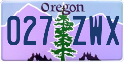 OR license plate 027ZWX