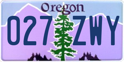OR license plate 027ZWY