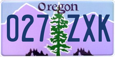 OR license plate 027ZXK