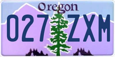 OR license plate 027ZXM