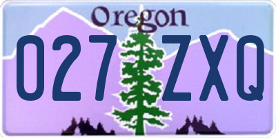 OR license plate 027ZXQ