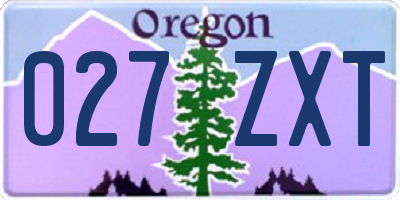 OR license plate 027ZXT