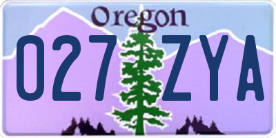 OR license plate 027ZYA