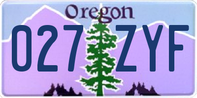 OR license plate 027ZYF