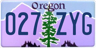 OR license plate 027ZYG