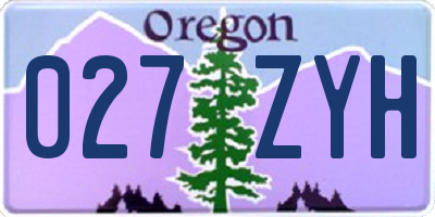 OR license plate 027ZYH