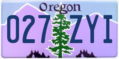OR license plate 027ZYI