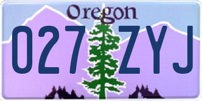 OR license plate 027ZYJ