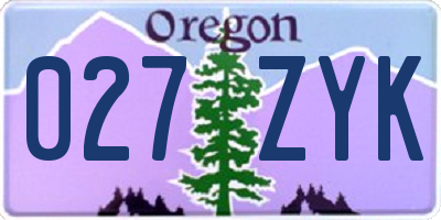 OR license plate 027ZYK