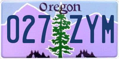 OR license plate 027ZYM