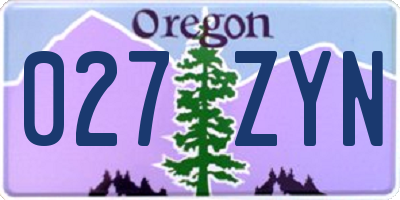 OR license plate 027ZYN