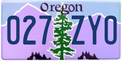 OR license plate 027ZYO