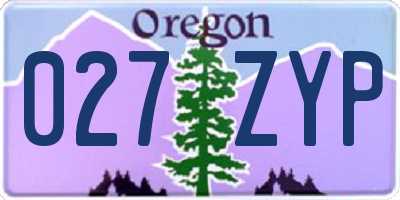 OR license plate 027ZYP