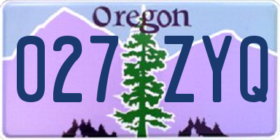 OR license plate 027ZYQ