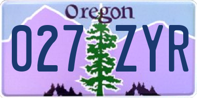 OR license plate 027ZYR