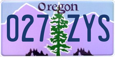 OR license plate 027ZYS