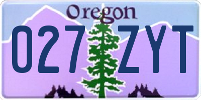 OR license plate 027ZYT