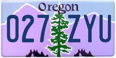 OR license plate 027ZYU