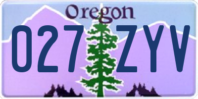 OR license plate 027ZYV