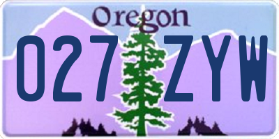 OR license plate 027ZYW