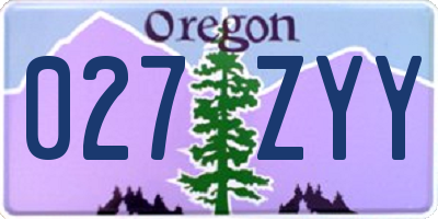 OR license plate 027ZYY