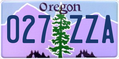 OR license plate 027ZZA