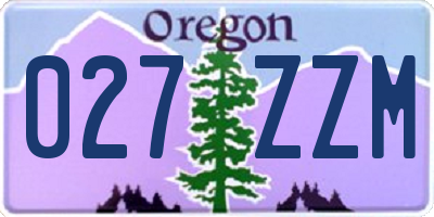 OR license plate 027ZZM