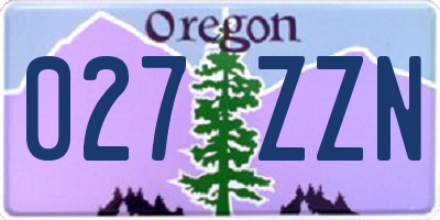 OR license plate 027ZZN