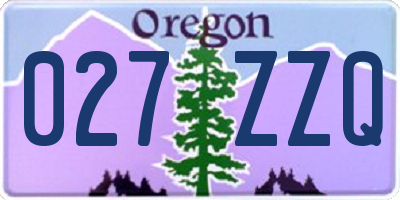 OR license plate 027ZZQ