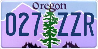 OR license plate 027ZZR
