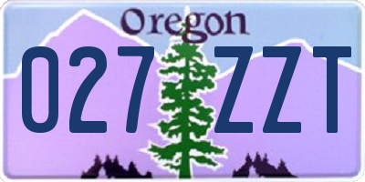 OR license plate 027ZZT