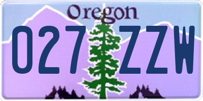 OR license plate 027ZZW