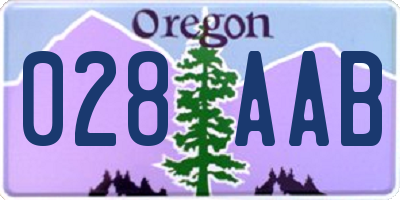 OR license plate 028AAB