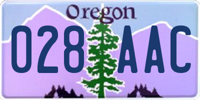 OR license plate 028AAC