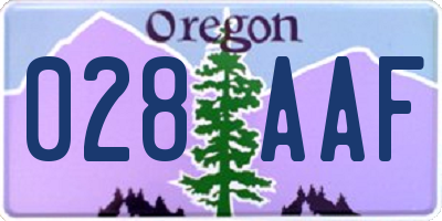 OR license plate 028AAF
