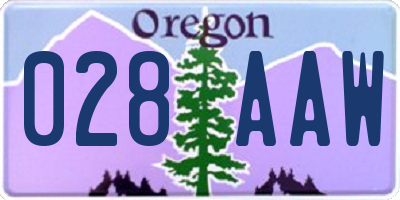 OR license plate 028AAW