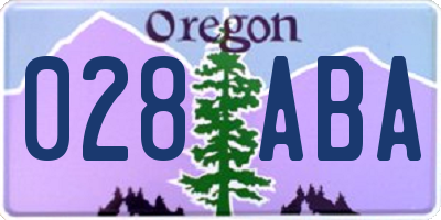 OR license plate 028ABA