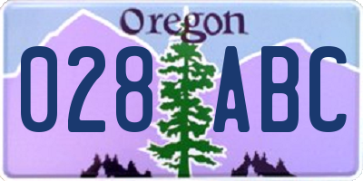 OR license plate 028ABC