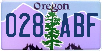 OR license plate 028ABF