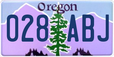 OR license plate 028ABJ