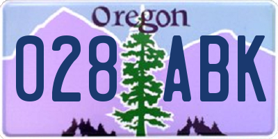 OR license plate 028ABK