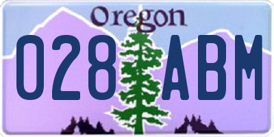 OR license plate 028ABM