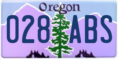 OR license plate 028ABS