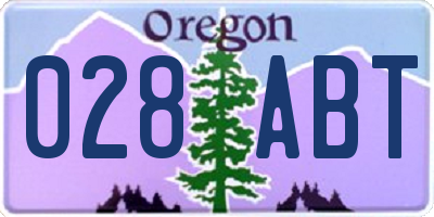 OR license plate 028ABT