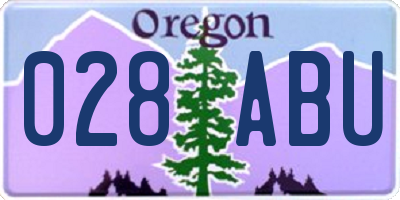 OR license plate 028ABU