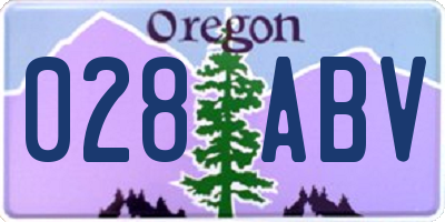 OR license plate 028ABV