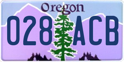 OR license plate 028ACB