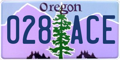 OR license plate 028ACE