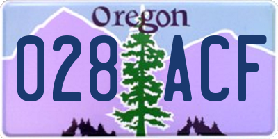 OR license plate 028ACF
